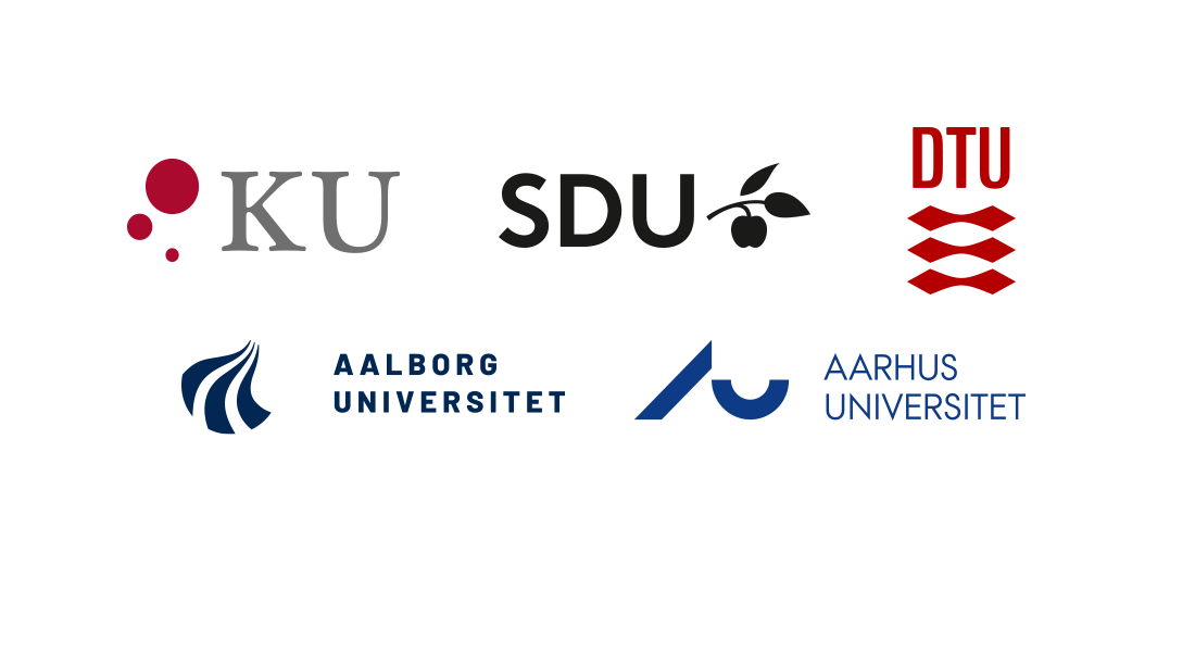 Københavns Universitet, Aalborg Universitet, Aarhus Universitet, Syddansk Universitet og Danmarks Tekniske Universitet